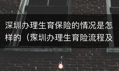 深圳办理生育保险的情况是怎样的（深圳办理生育险流程及资料）