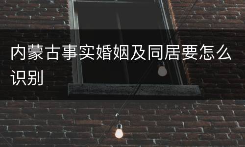 内蒙古事实婚姻及同居要怎么识别