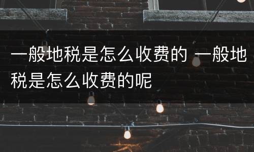 一般地税是怎么收费的 一般地税是怎么收费的呢