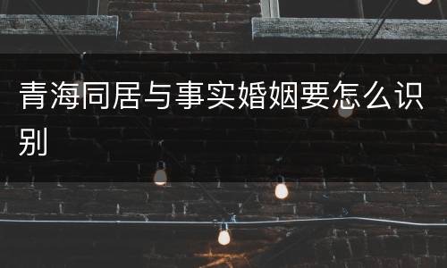 青海同居与事实婚姻要怎么识别