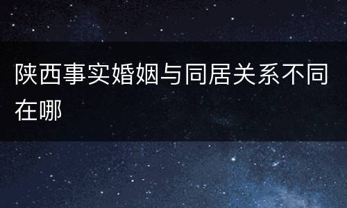 陕西事实婚姻与同居关系不同在哪