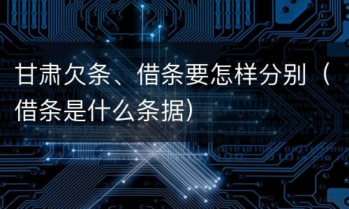 甘肃欠条、借条要怎样分别（借条是什么条据）