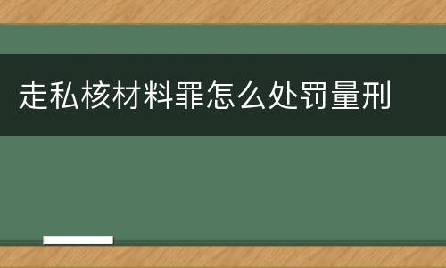 走私核材料罪怎么处罚量刑