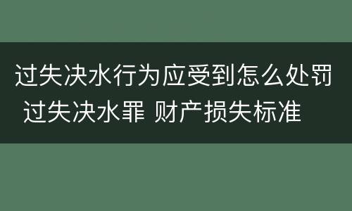 过失决水行为应受到怎么处罚 过失决水罪 财产损失标准