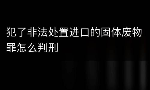犯了非法处置进口的固体废物罪怎么判刑