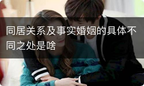 同居关系及事实婚姻的具体不同之处是啥