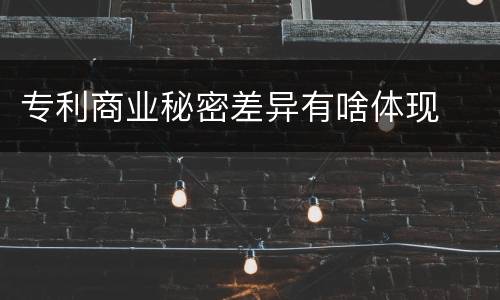 专利商业秘密差异有啥体现