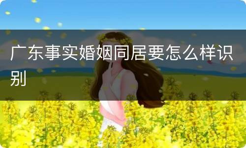 广东事实婚姻同居要怎么样识别