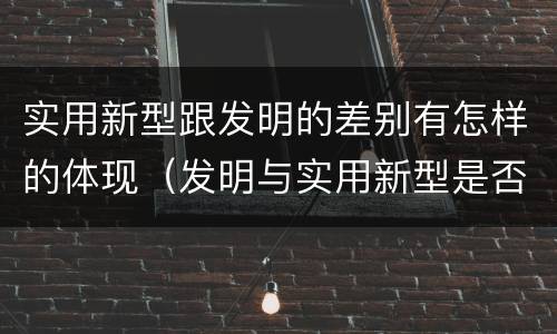 实用新型跟发明的差别有怎样的体现（发明与实用新型是否具有实用性）