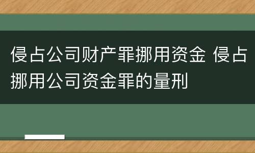 侵占公司财产罪挪用资金 侵占挪用公司资金罪的量刑