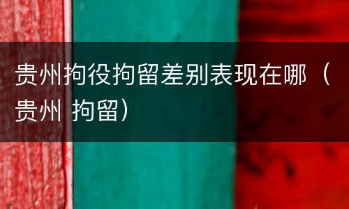 贵州拘役拘留差别表现在哪（贵州 拘留）