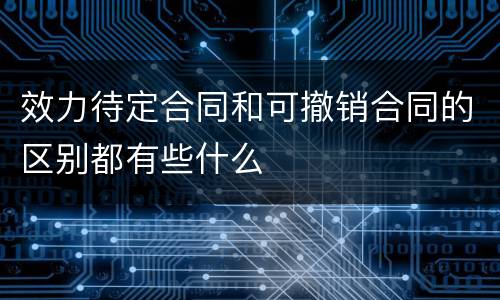 效力待定合同和可撤销合同的区别都有些什么