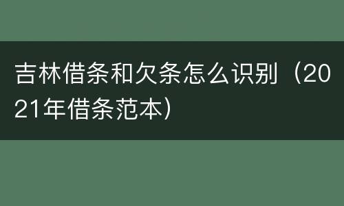 吉林借条和欠条怎么识别（2021年借条范本）