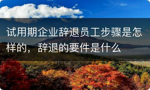 试用期企业辞退员工步骤是怎样的，辞退的要件是什么