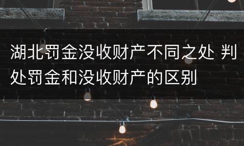 湖北罚金没收财产不同之处 判处罚金和没收财产的区别