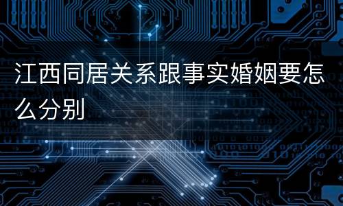 江西同居关系跟事实婚姻要怎么分别