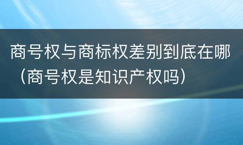 商号权与商标权差别到底在哪（商号权是知识产权吗）