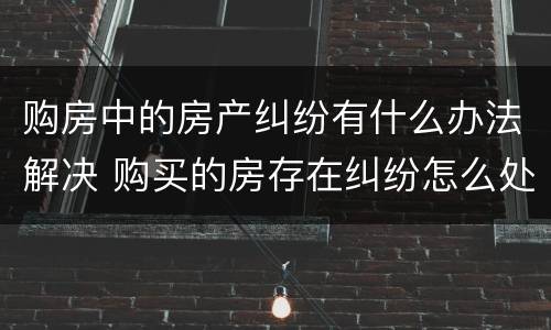 购房中的房产纠纷有什么办法解决 购买的房存在纠纷怎么处理