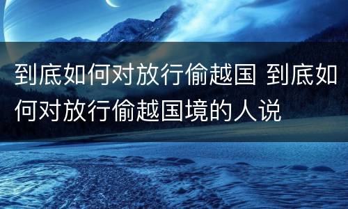 到底如何对放行偷越国 到底如何对放行偷越国境的人说