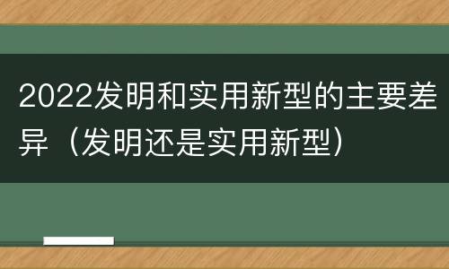 2022发明和实用新型的主要差异（发明还是实用新型）