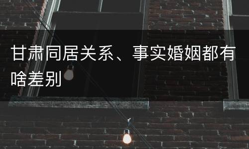 甘肃同居关系、事实婚姻都有啥差别