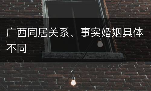 广西同居关系、事实婚姻具体不同