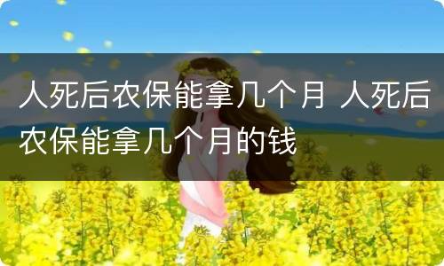 人死后农保能拿几个月 人死后农保能拿几个月的钱