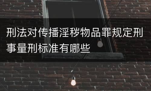 刑法对传播淫秽物品罪规定刑事量刑标准有哪些