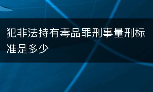 犯非法持有毒品罪刑事量刑标准是多少