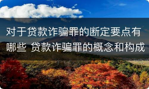 对于贷款诈骗罪的断定要点有哪些 贷款诈骗罪的概念和构成要件