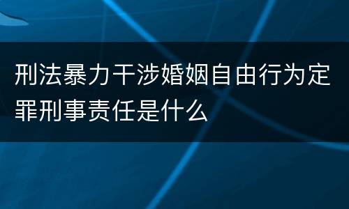 刑法暴力干涉婚姻自由行为定罪刑事责任是什么