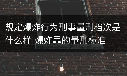 规定爆炸行为刑事量刑档次是什么样 爆炸罪的量刑标准