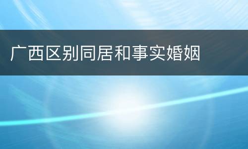 广西区别同居和事实婚姻