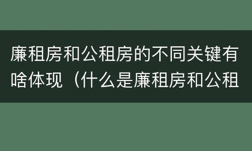 廉租房和公租房的不同关键有啥体现（什么是廉租房和公租房两个有什么特点）