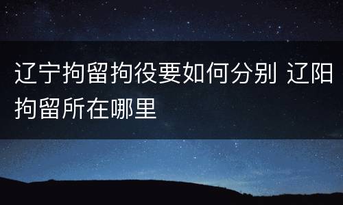 辽宁拘留拘役要如何分别 辽阳拘留所在哪里
