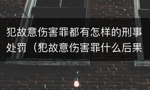 犯故意伤害罪都有怎样的刑事处罚（犯故意伤害罪什么后果）