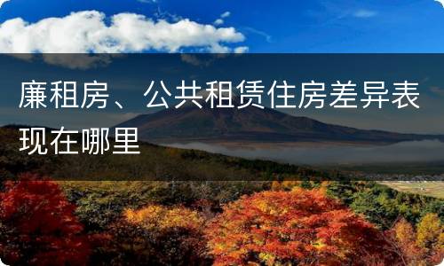 廉租房、公共租赁住房差异表现在哪里
