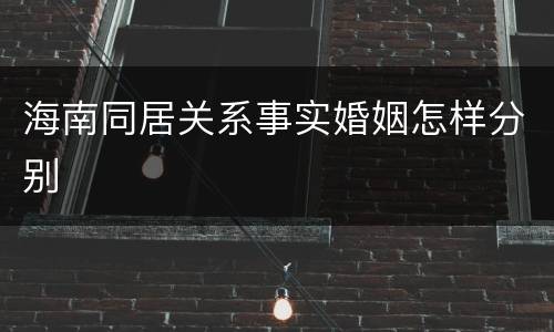 海南同居关系事实婚姻怎样分别