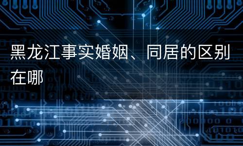 黑龙江事实婚姻、同居的区别在哪