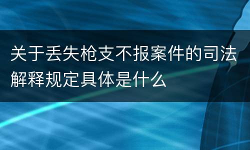关于丢失枪支不报案件的司法解释规定具体是什么