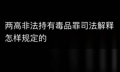 两高非法持有毒品罪司法解释怎样规定的