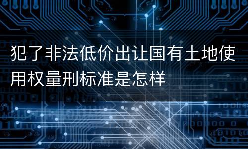 犯了非法低价出让国有土地使用权量刑标准是怎样