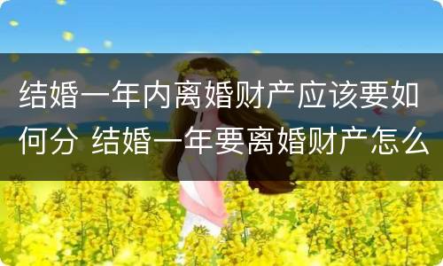 结婚一年内离婚财产应该要如何分 结婚一年要离婚财产怎么分