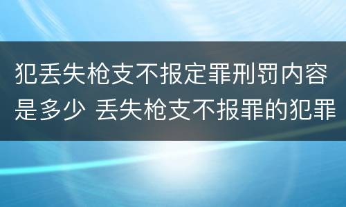 犯丢失枪支不报定罪刑罚内容是多少 丢失枪支不报罪的犯罪主体