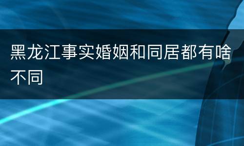 黑龙江事实婚姻和同居都有啥不同