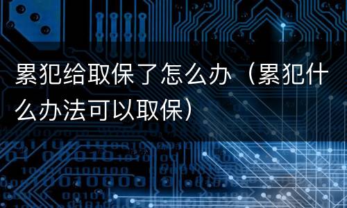 累犯给取保了怎么办（累犯什么办法可以取保）