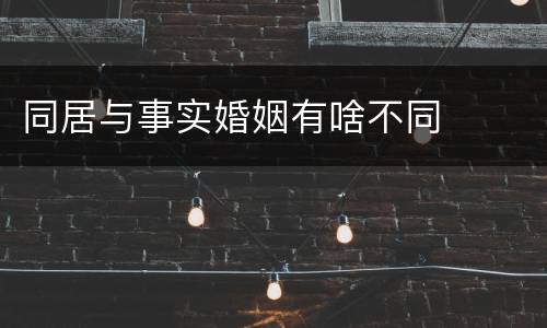 同居与事实婚姻有啥不同