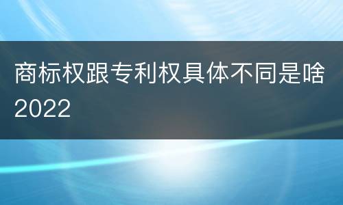 商标权跟专利权具体不同是啥2022