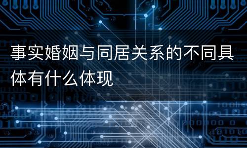 事实婚姻与同居关系的不同具体有什么体现