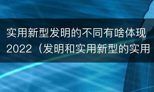 实用新型发明的不同有啥体现2022（发明和实用新型的实用性）